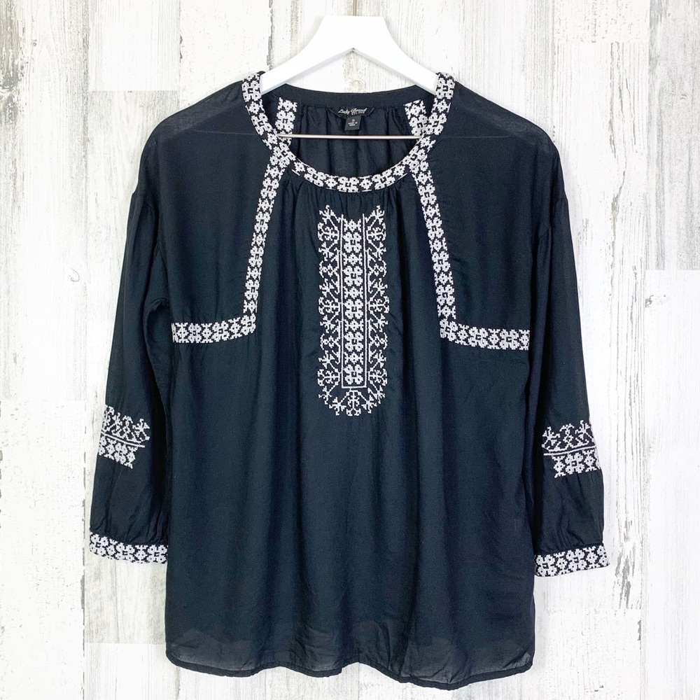 Lucky Brand Embroidered Lightweight Peasant Top